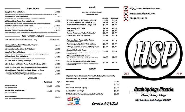 Heath Springs Pizzeria - Heath Springs, SC