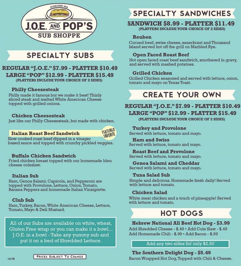 J O E and Pop's Sub Shoppe - Gatlinburg, TN