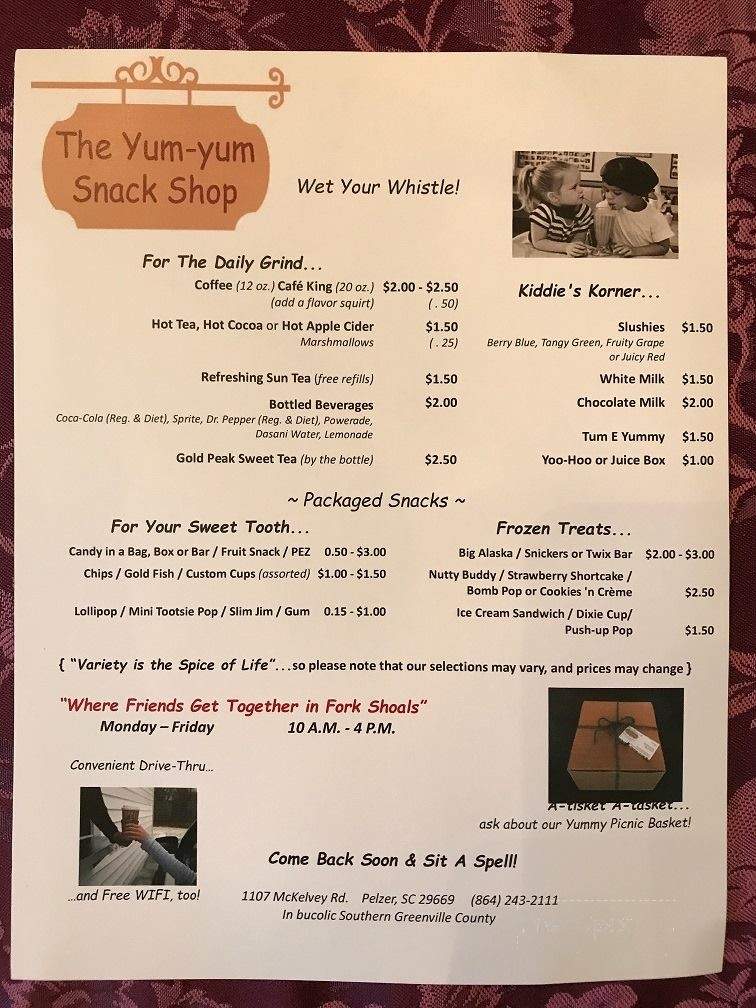 The Yum-Yum Snack Shop & Cafe - Pelzer, SC