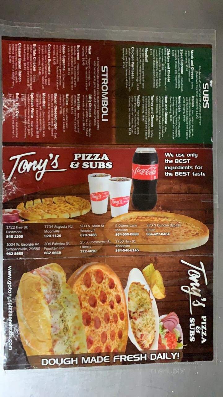 Tony's Pizza & Subs - Anderson, SC