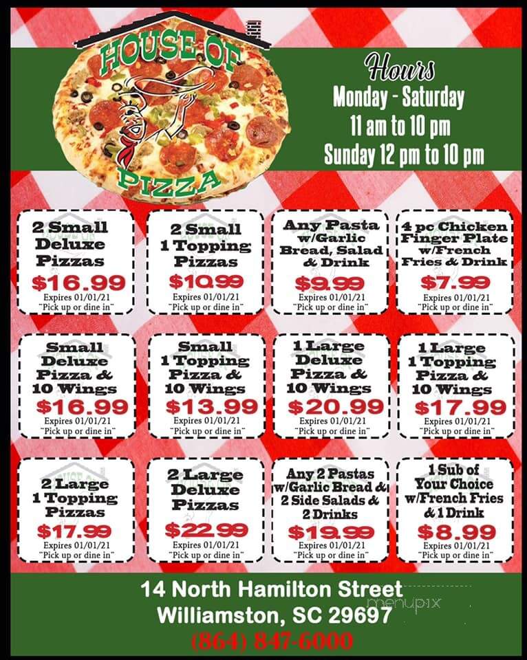 House of Pizza - Williamston, SC