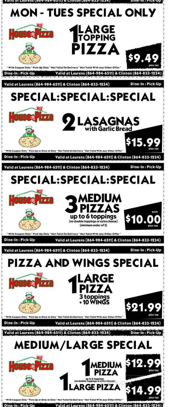 House of Pizza - Clinton, SC