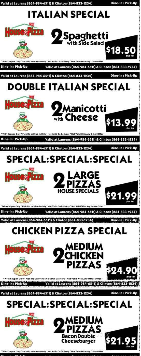 House of Pizza - Clinton, SC